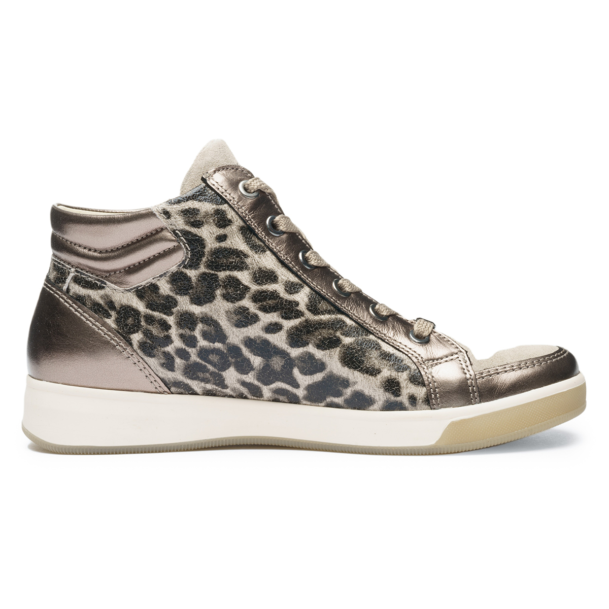Ara 24499-36 ROM-ST-HIGH SOFT, Sneaker in Beige / Leo-Look für Damen, Größe 38,5